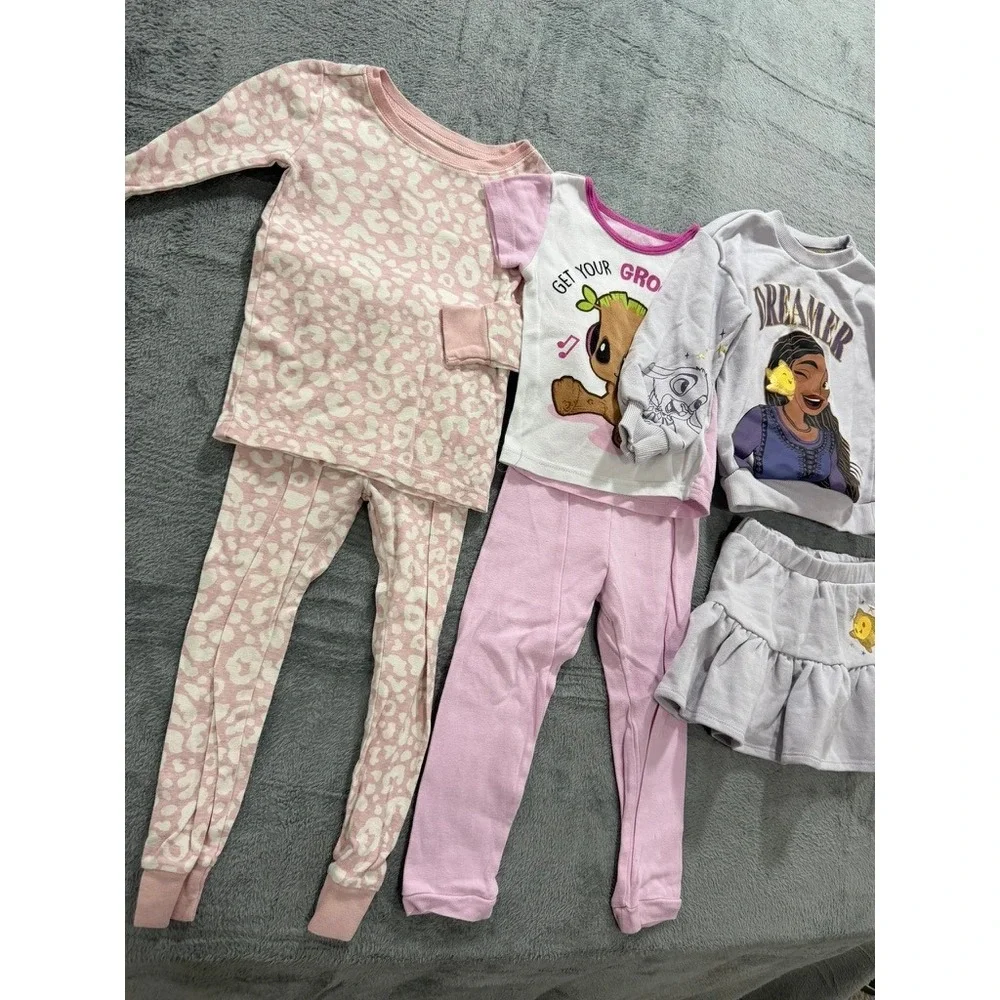 Disney Marvel Old Navy Toddler Girls‎ 4T Pajama & Outfit Lot Asha Groot Leopard
